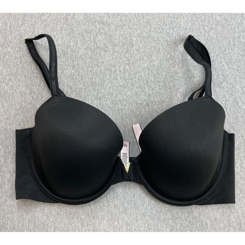 Victorias Secret Bra Womens 32D Black Lined Demi Underwire Adjustable Strap